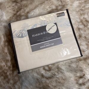NWT Harbor House Coastal Cream Full/Queen Sheet Set with Shells 100% Cotton